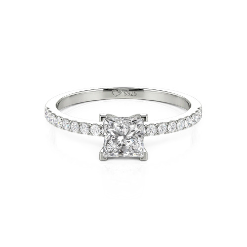 Jeulia Princess Cut Sterling Silver Ring