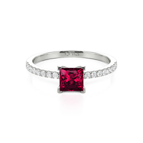 Jeulia Princess Cut Sterling Silver Ring