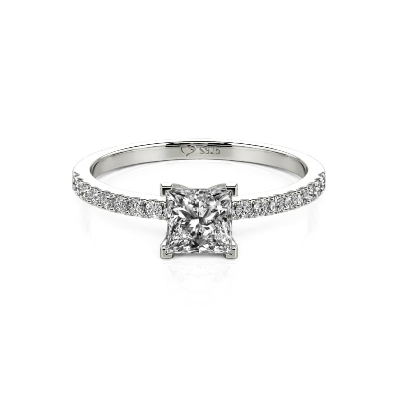 Jeulia Prinzessinnenschliff Sterling Silber Ring
