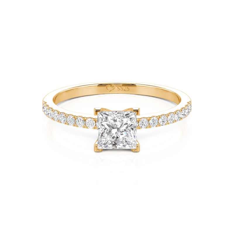 Jeulia 10K/14K/18K Gold Platinum Princess Cut Ring