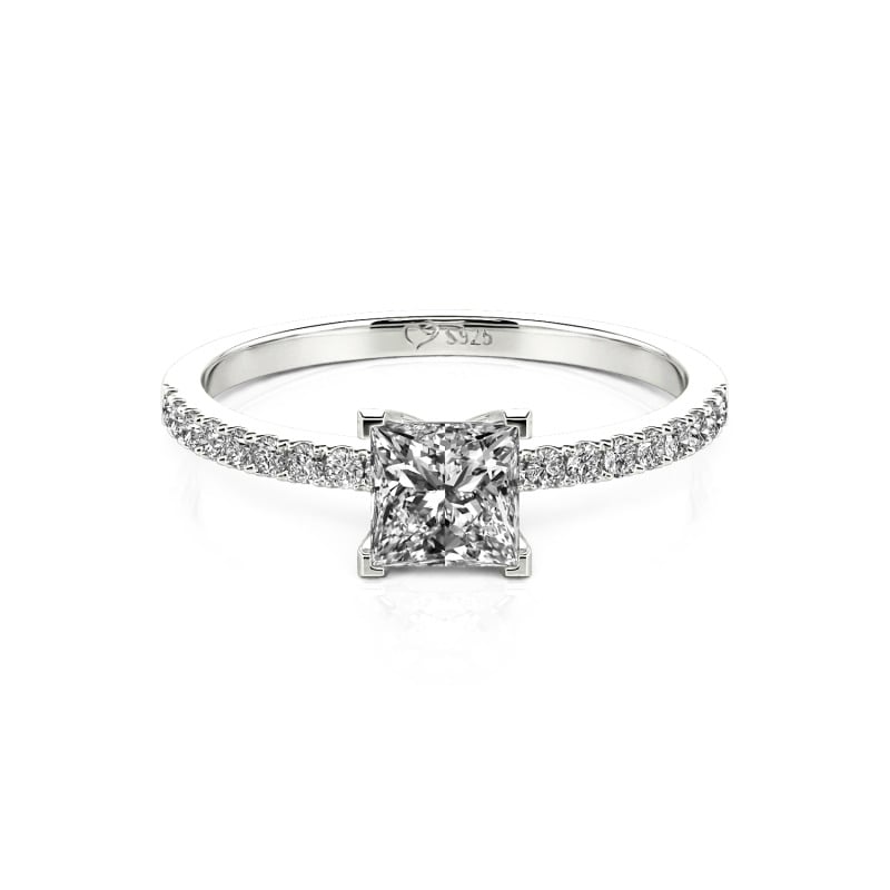 Jeulia Verlobungsring Gold 750/585/416 Platinum Moissanite Prinzessin Schnitt