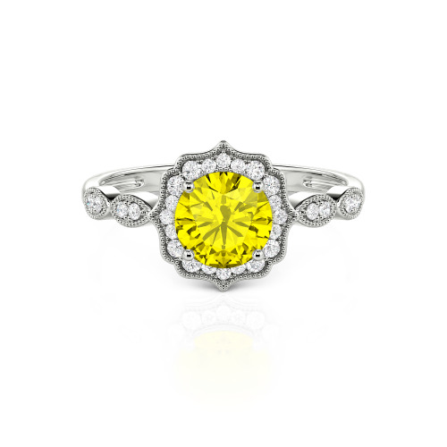 Jeulia Halo Round Cut Vintage Sterling Silver Ring