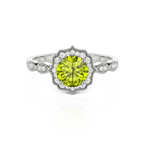 Jeulia Halo Round Cut Vintage Sterling Silver Ring