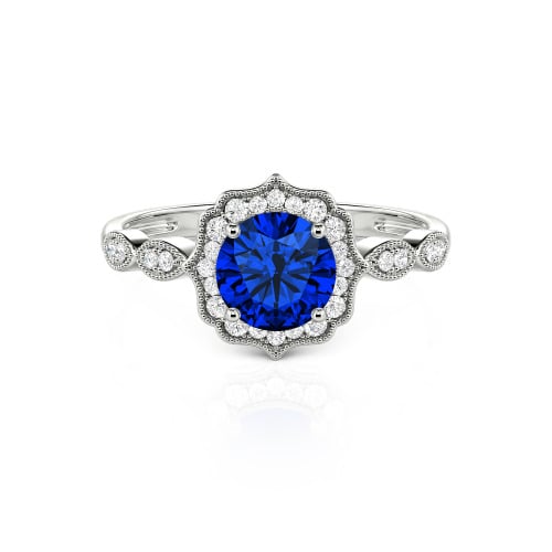 Jeulia Halo Round Cut Vintage Sterling Silver Ring