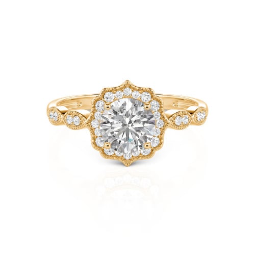 Jeulia Halo Round Cut Vintage Sterling Silver Ring