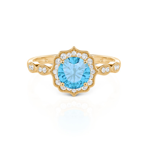 Jeulia Halo Round Cut Vintage Sterling Silver Ring