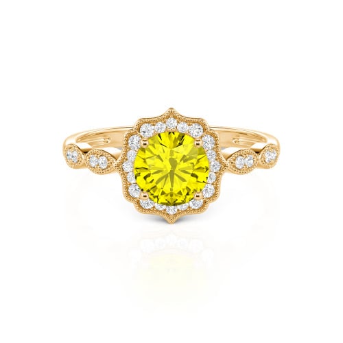 Jeulia Halo Round Cut Vintage Sterling Silver Ring