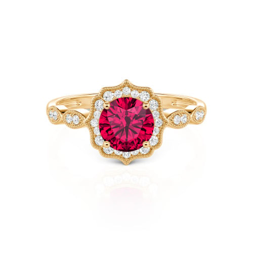 Jeulia Halo Round Cut Vintage Sterling Silver Ring