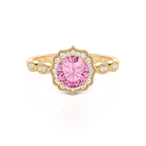Jeulia Halo Round Cut Vintage Sterling Silver Ring