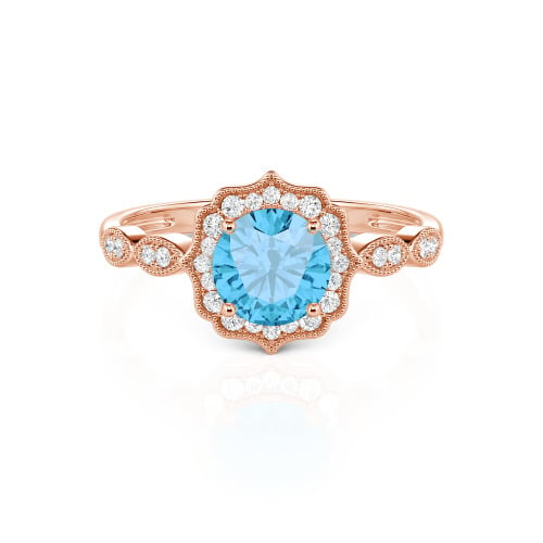 Jeulia Halo Round Cut Vintage Sterling Silver Ring