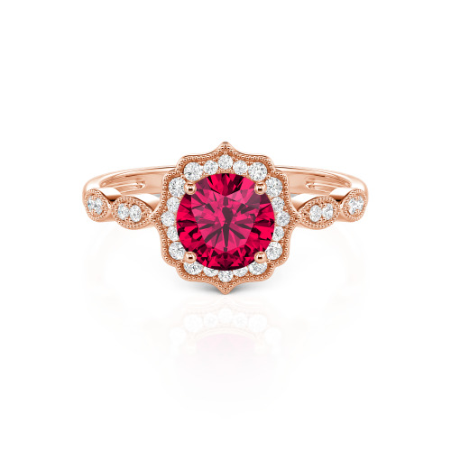 Jeulia Halo Round Cut Vintage Sterling Silver Ring