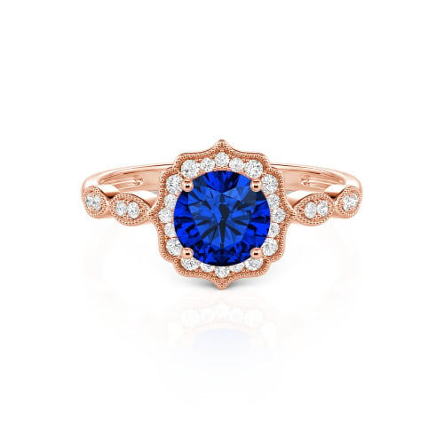 Jeulia Halo Round Cut Vintage Sterling Silver Ring