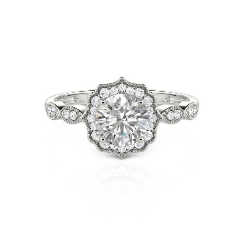 Jeulia Halo Round Cut Vintage Ring