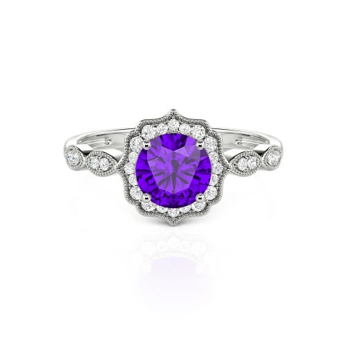 Jeulia Halo Round Cut Vintage Ring