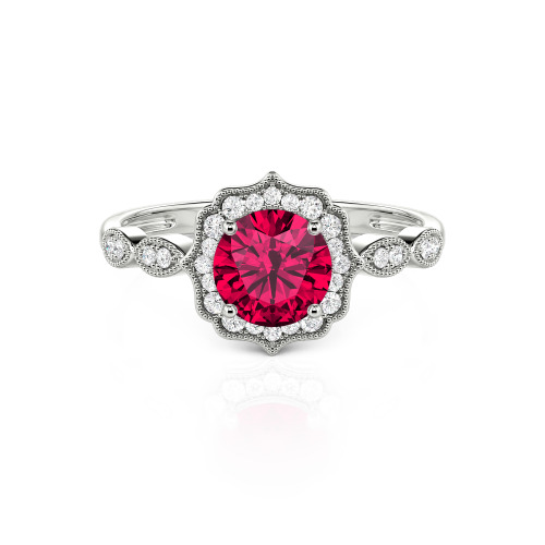 Jeulia Halo Round Cut Vintage Ring