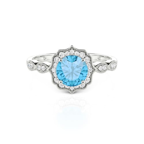 Jeulia Halo Round Cut Vintage Ring