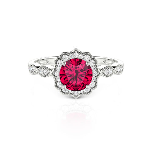 Jeulia Halo Round Cut Vintage Ring