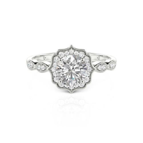 Jeulia Halo Round Cut Vintage Ring
