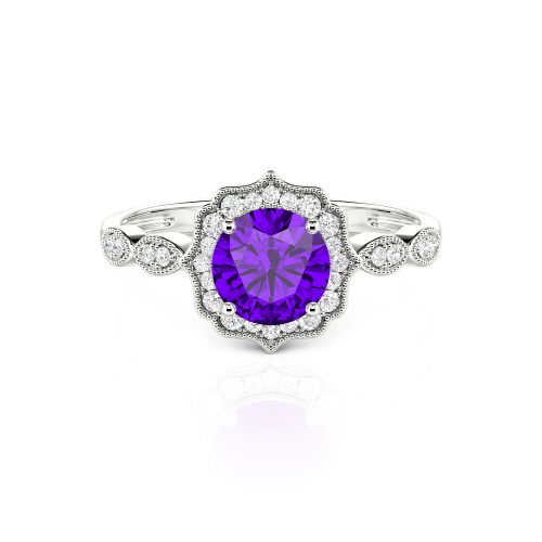 Jeulia Halo Round Cut Vintage Ring
