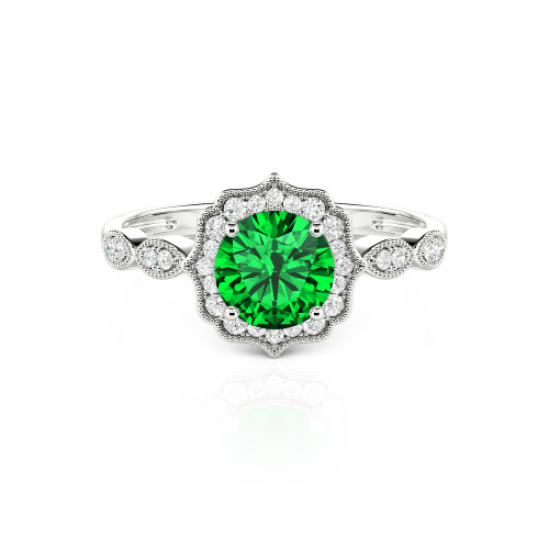 Jeulia Halo Round Cut Vintage Ring