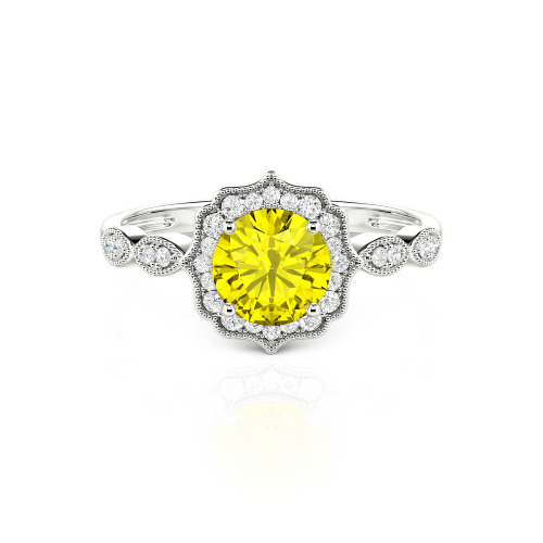 Jeulia Halo Round Cut Vintage Ring