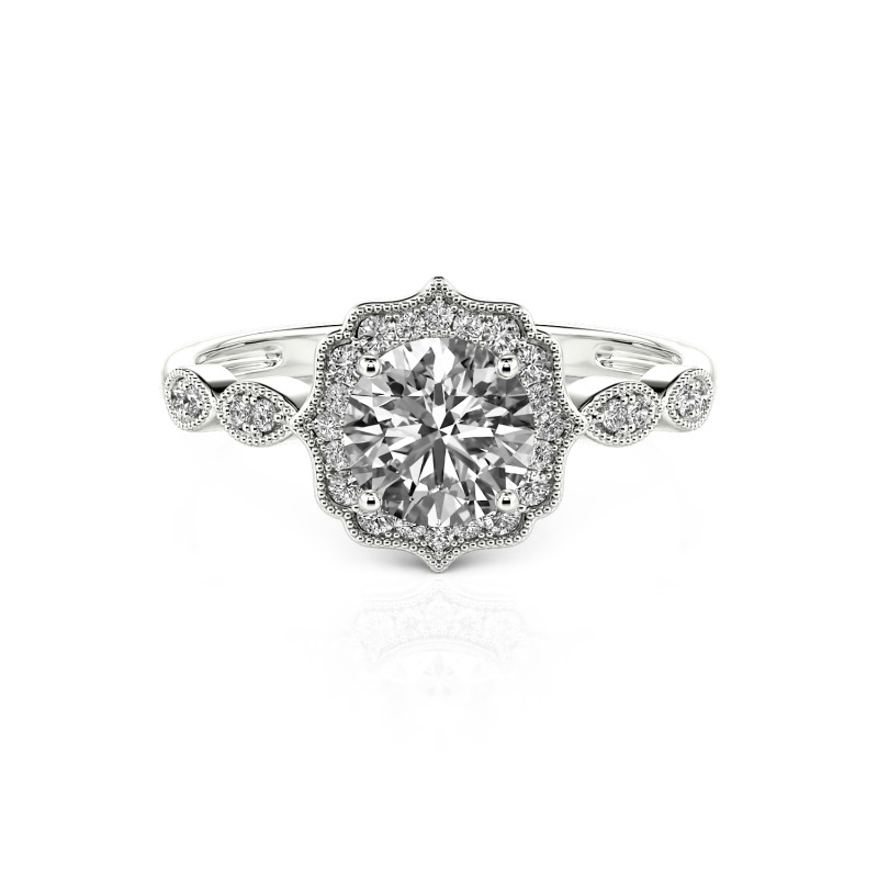 Jeulia Verlobungsring Gold 750/585/416 Platinum Frau Halo Moissanite Herz Schnit Personalisierter Schmuck