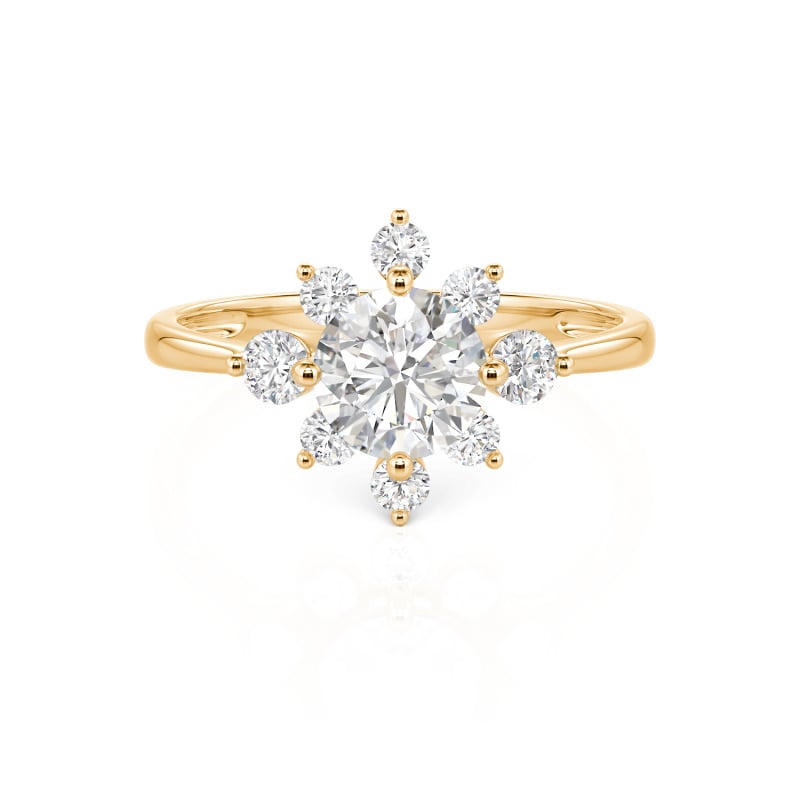 Jeulia Anillo 10K/14K/18K Oro Vintage De Talla Redonda En Oro