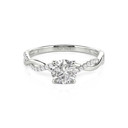Jeulia Twist Round Cut Sterling Silver Ring