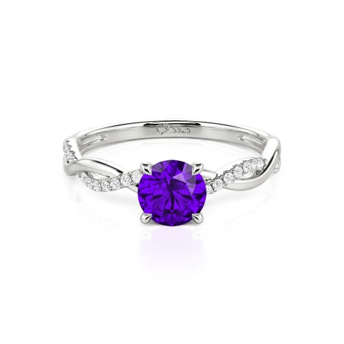 Jeulia Twist Round Cut Sterling Silver Ring