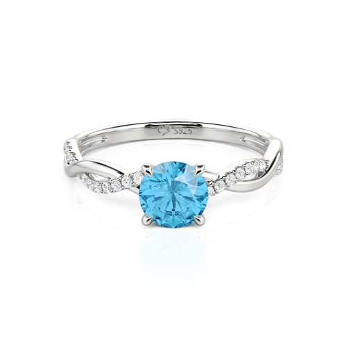 Jeulia Twist Round Cut Sterling Silver Ring