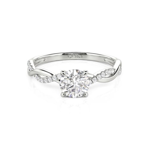Jeulia Twist Round Cut Sterling Silver Ring