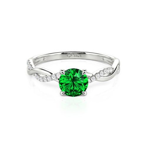 Jeulia Twist Round Cut Sterling Silver Ring