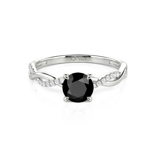 Jeulia Twist Round Cut Sterling Silver Ring