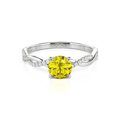 Jeulia Twist Round Cut Sterling Silver Ring