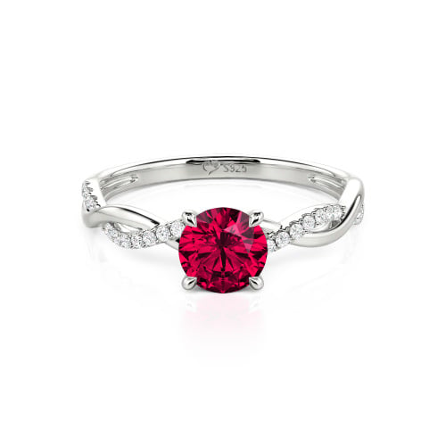 Jeulia Twist Round Cut Sterling Silver Ring