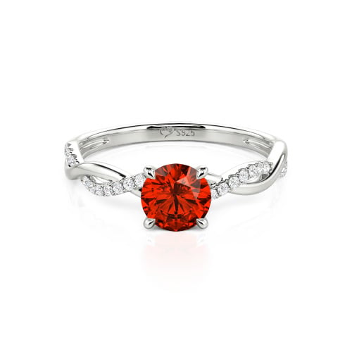 Jeulia Twist Round Cut Sterling Silver Ring