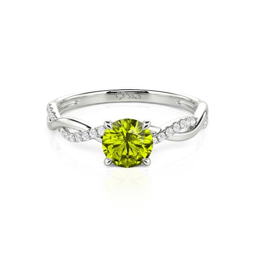 Jeulia Twist Round Cut Sterling Silver Ring