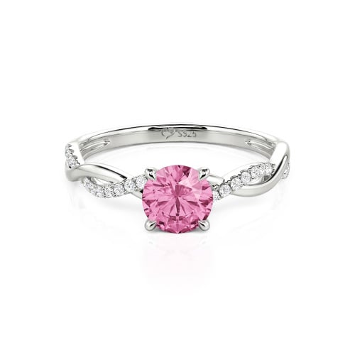 Jeulia Twist Round Cut Sterling Silver Ring