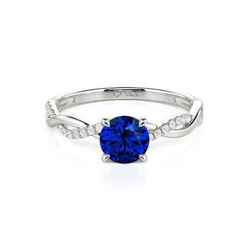 Jeulia Twist Round Cut Sterling Silver Ring