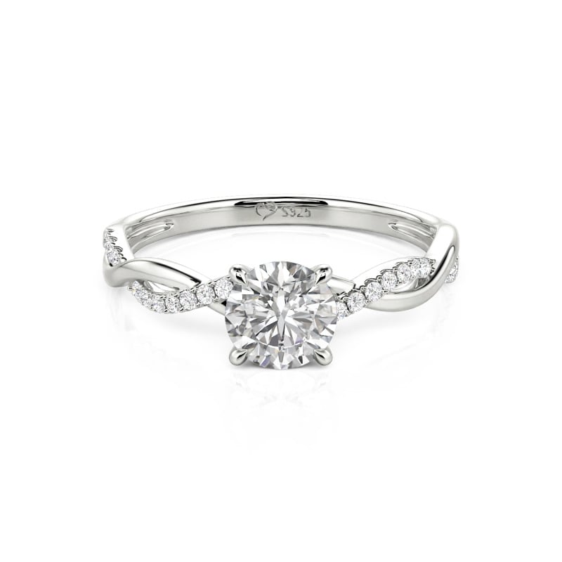 Jeulia Twist Round Cut Sterling Silver Ring