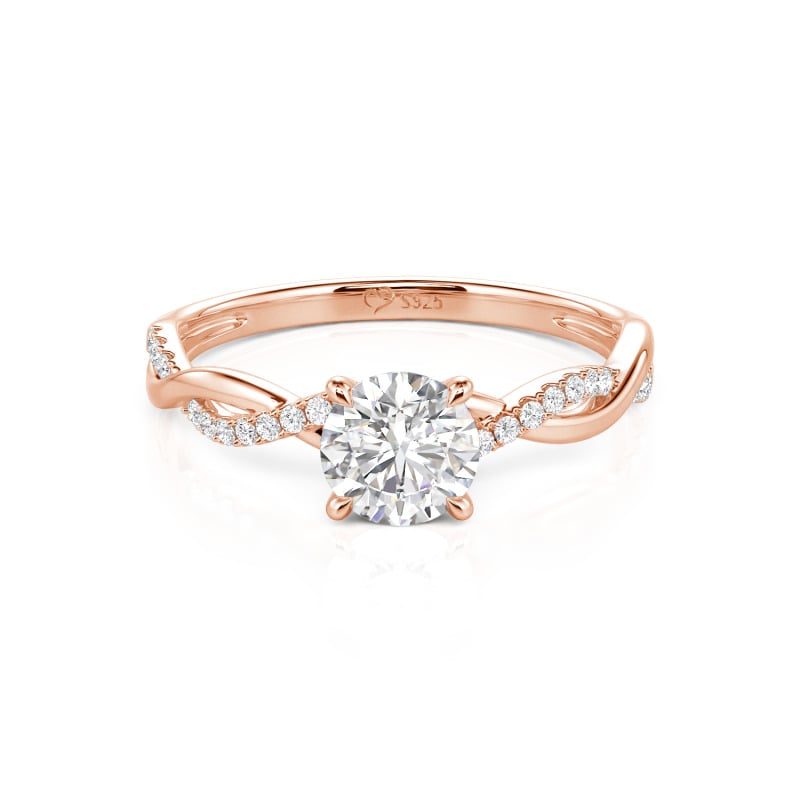 Jeulia Twist Round Cut Sterling Silver Ring