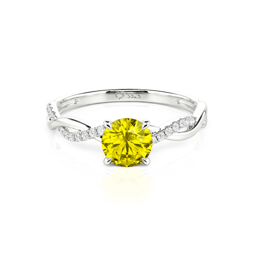 Dazzling 10K/14K/18K Gold Platinum Twist Round Cut Engagement Ring