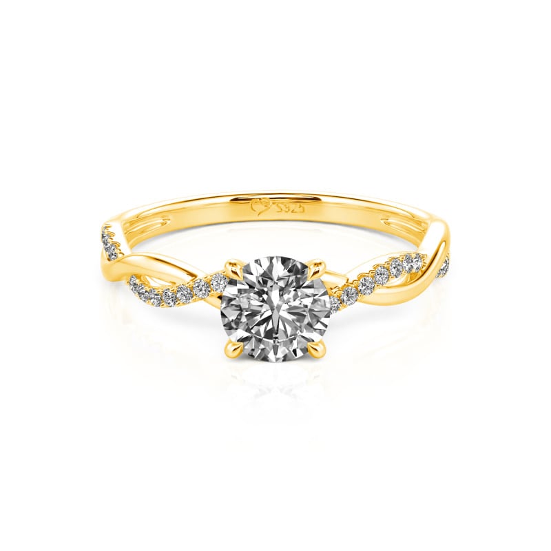 Jeulia 10K/14K/18K Gold Platinum Twist Round Cut Ring