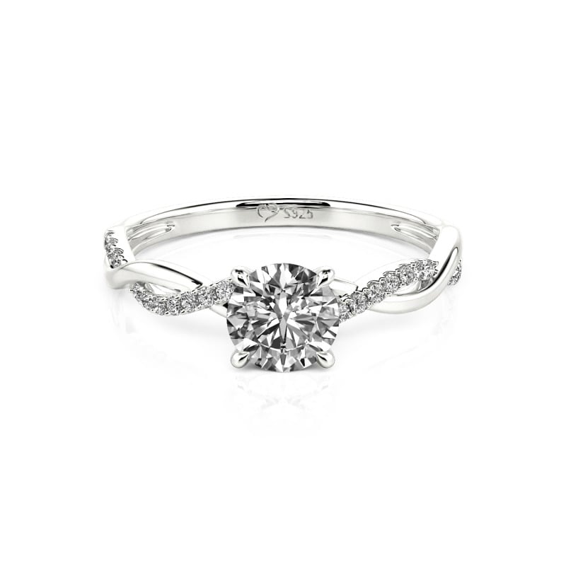 Jeulia 10K/14K/18K Gold Platinum Twist Round Cut Ring