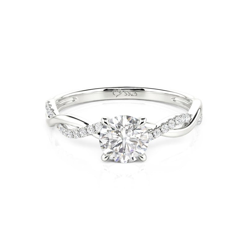 Jeulia 10K/14K/18K Gold Platinum Twist Round Cut Ring