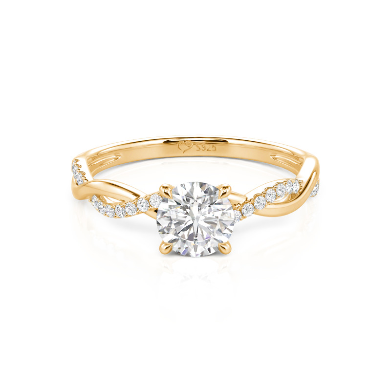 Jeulia 10K/14K/18K Gold Platinum Twist Round Cut Ring