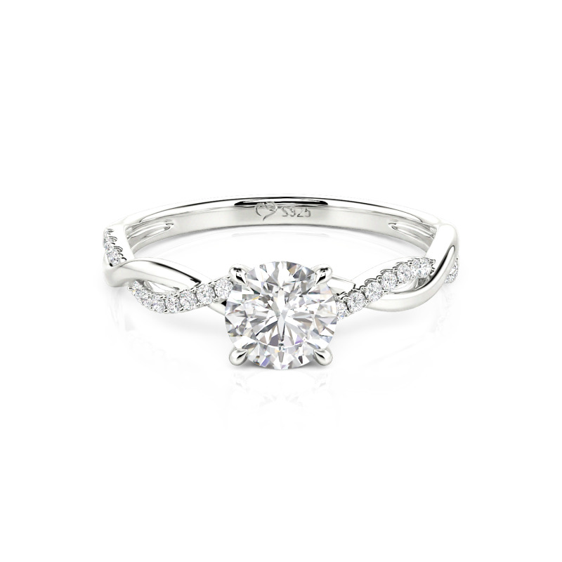 Jeulia 10K/14K/18K Gold Platinum Twist Round Cut Ring