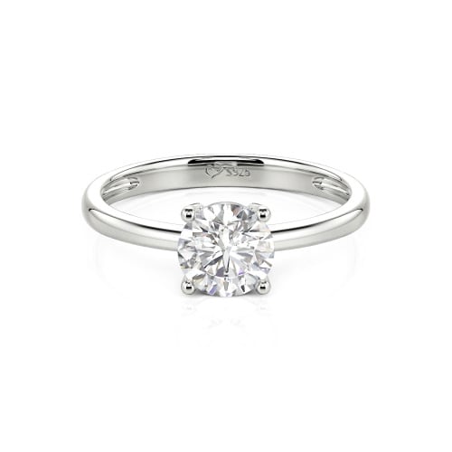 Jeulia Round Cut Solitaire Sterling Silver Ring