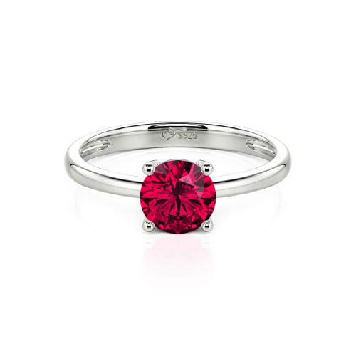 Jeulia Round Cut Solitaire Sterling Silver Ring