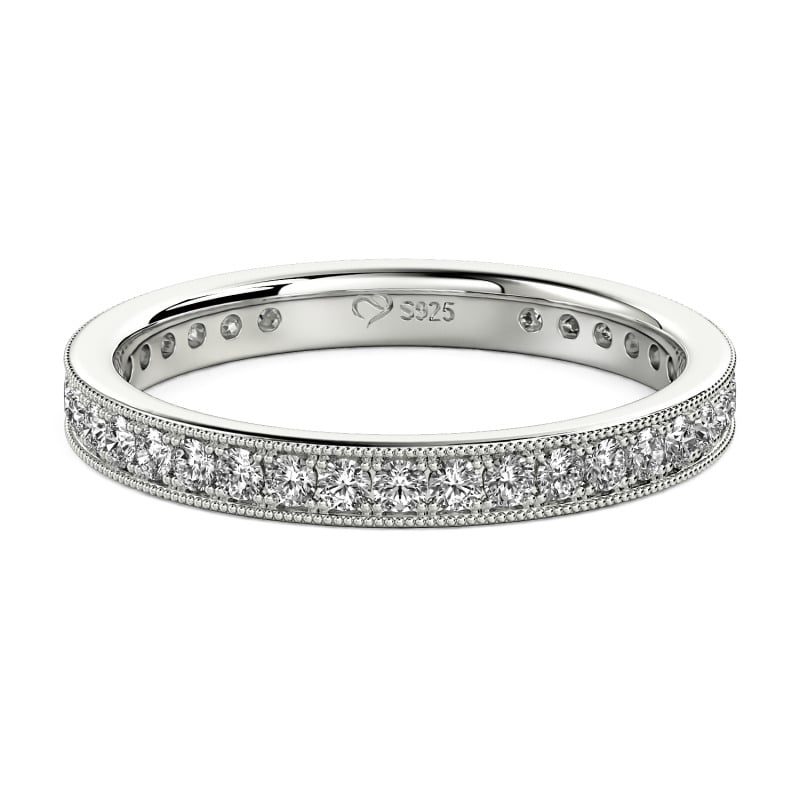 Jeulia Milgrain Eternity Sterling Silver Band